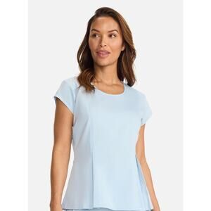Medelita Women's Crew Neck Pleated Peplum Scrub Top Size XL